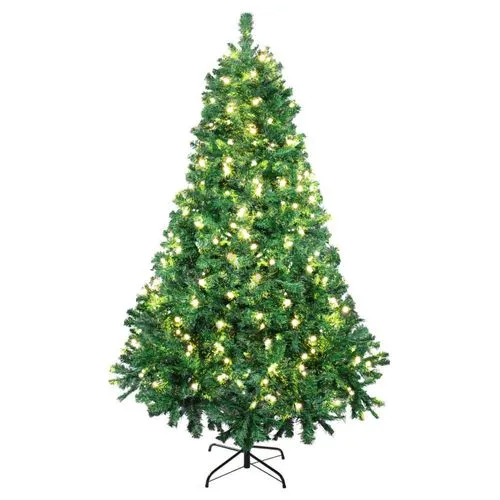 Arbol Navidad Verde Frondoso 220 Cm Luces Led 1104 Ramas